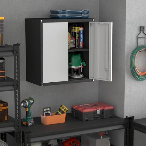 Locking Metal Wall Cabinet, 28" Metal Storage Cabinets with Doors and Sh...