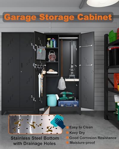 OSEILLC Metal Storage Cabinet with Locking Doors, 75" Tall Garage Cabine...