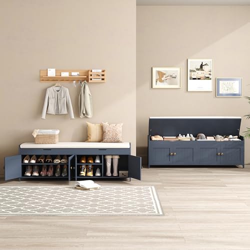 HOMEFORT 54.4" Shoe Bench with Lift Top Storage, Entryway Bench with Cus...