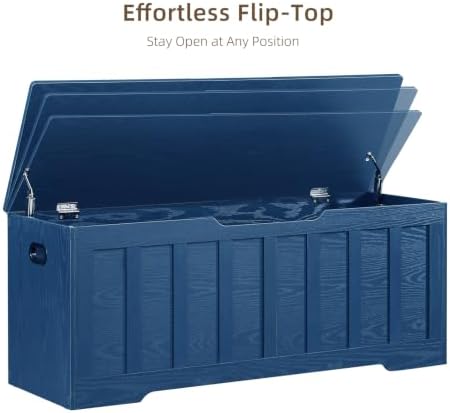 VANKILEY 51.2" Storage Chest Extra Large,Wooden Storage Bench(Blue)