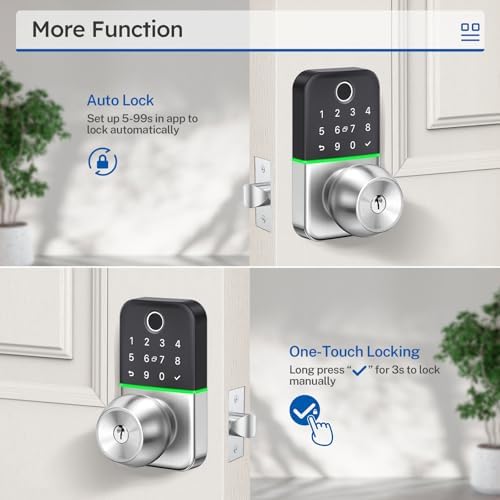 Keypad Smart Door Lock with Knob: Kucacci Keyless Entry Fingerprint Lock