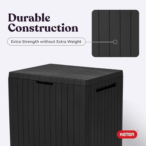 Keter City 30 Gal Outdoor Storage Box and Patio Side Table