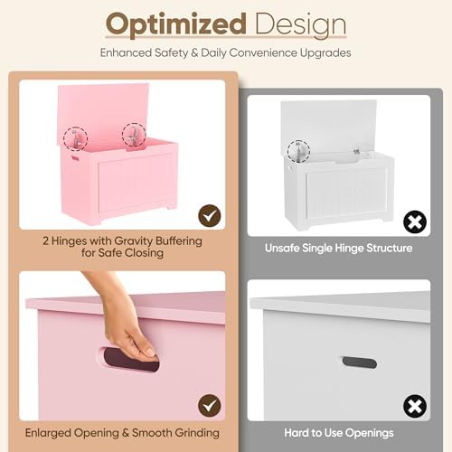 SUPER DEAL Storage Chest, 30 inches Chest Box Organizer with 2 Safety Hinges,...