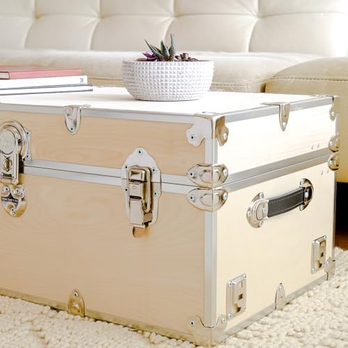 Rhino Naked Large Trunk, Camp Footlocker, Wood Storage Chest with Wheels