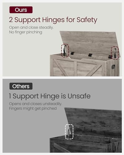 VASAGLE Storage Chest with 2 Safety Hinges, 15.7 x 39.4 x 18.1 Inches