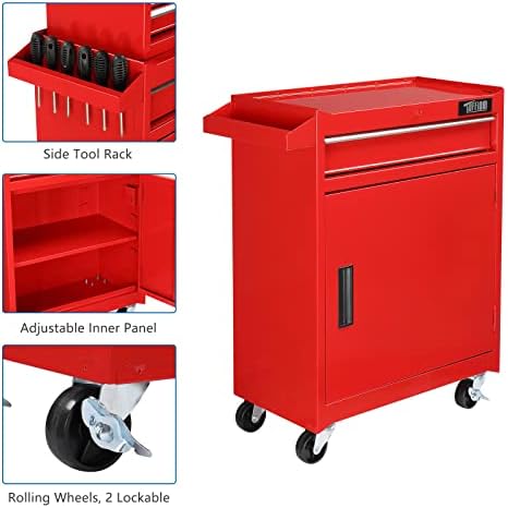 TUFFIOM 5-Drawer Rolling Tool Chest, Tool Storage Cabinet w/Drawers, Lockable...