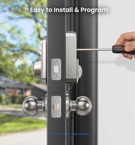 Veise KS02C Fingerprint Deadbolt Door Lock with Knob Set, Satin Nickel