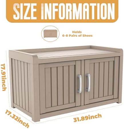ROJIK Shoe Cabinet Waterproof UV-Resistant,Storage Bench Indoor Outdoor with ...
