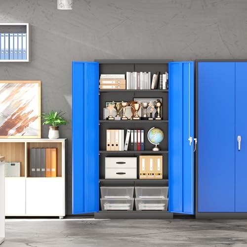 INTERGREAT Metal Garage Storage Cabinet with Lock, 72" Storage Cabinet w...