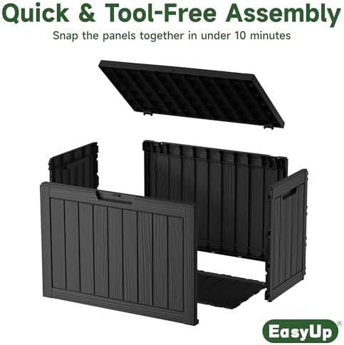 EasyUp 45 Gal Waterproof Outdoor Storage Box UV Resistant Deck Box