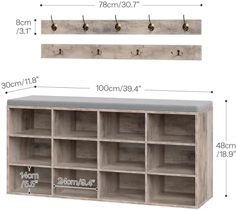 HOOBRO Shoe Storage Bench with Cushion, 39.4" L Entryway Bench