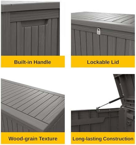 EAST OAK Outdoor Storage Box, 180 Gallon Deck Box, Large Resin Storage Bin fo...