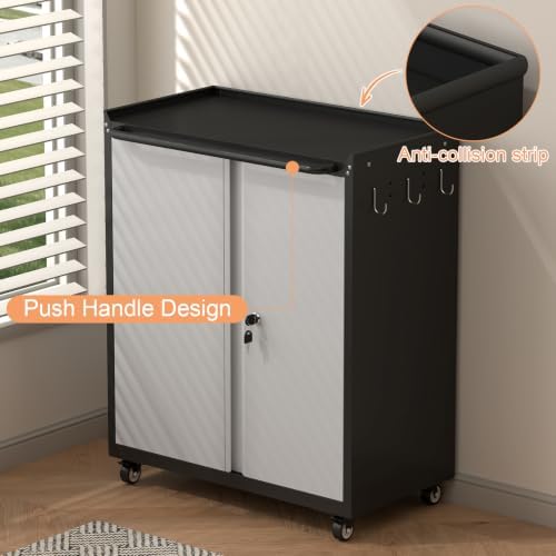 32''H Metal Garage Storage Cabinet with Wheels, Tool Storage Cabinets...
