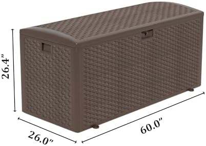 Outdoor Storage Box Waterproof, 180 Gallon Pro Lockable Resin Deck Box Large,...