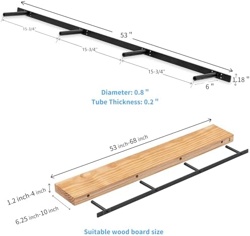 53'' Heavy-Duty Hidden Floating Shelf Bracket โ 210 LBS Max Load (Mou...
