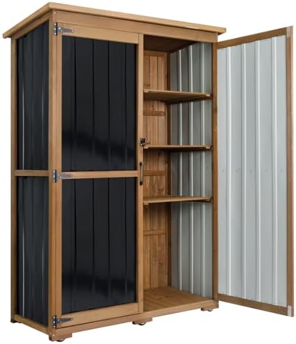 Outdoor Storage Cabinet Waterproof with Shelves, Outdoor Storage Shed Garage ...