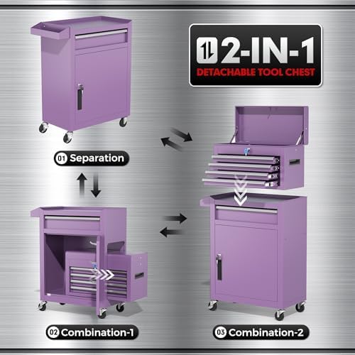INTERGREAT 5 Drawer Tool Chest with Wheels, Rolling Tool Chest with Enhanced ...
