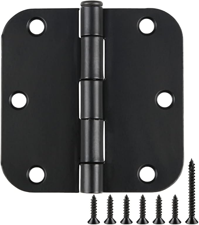 TDCHINGES 30 Pack Rounded Matte Black Door Hinges 3.5 Inch 5/8" Radius I...