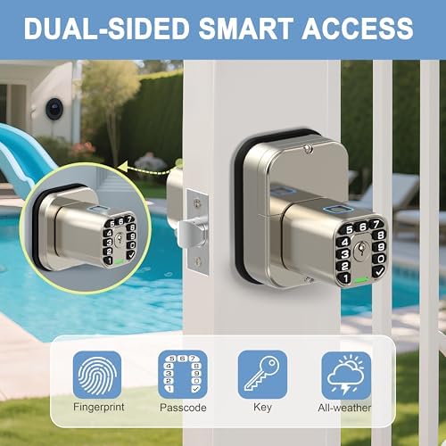 Richelock IU53 Double-Sided Fingerprint & Keypad Door Lock, All-Weather, ...