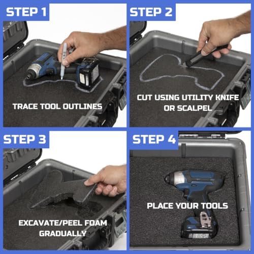 ONREVA Tool Box Foam Organizer 48x24x2 inch 1PC, Kaizen Sheets for Pro Tool C...