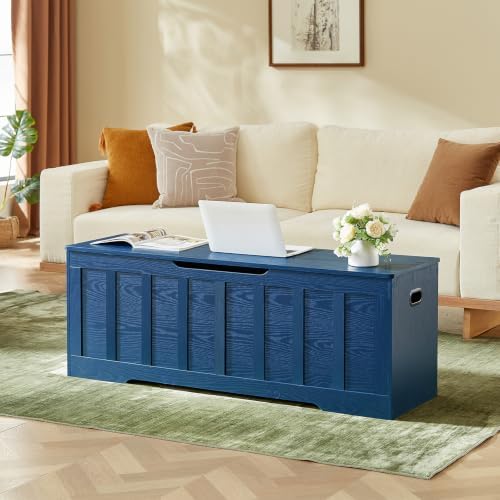 VANKILEY 51.2" Storage Chest Extra Large,Wooden Storage Bench(Blue)