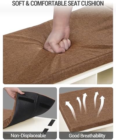 Hzuaneri Shoe Storage Bench with Cushion, Storage Bench with 18 Cubbies