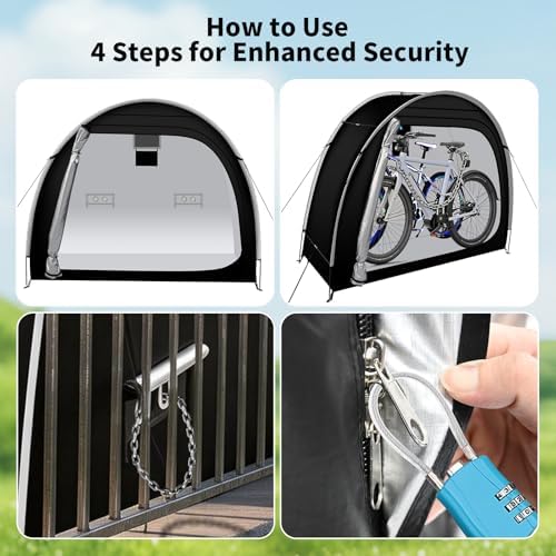 Anti-Theft Bike Storage Tent, PU5000 Waterproof Shed for 2 Bikes