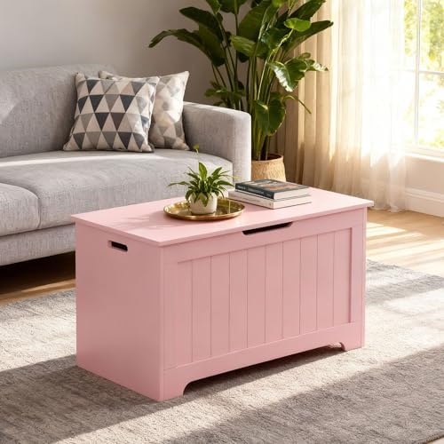 SUPER DEAL Storage Chest, 30 inches Chest Box Organizer with 2 Safety Hinges,...