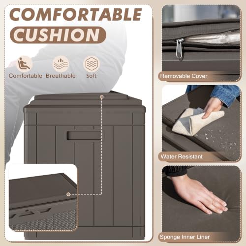 Devoko 100 Gallon Deck Box Waterproof Outdoor Storage Box with Cushion