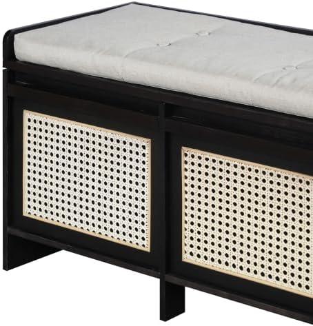 SOFTSEA 48" Shoe Storage Bench with Cushion, 2-Tier Entryway Bench with ...