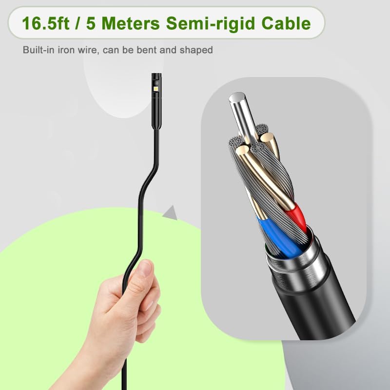 Dual Lens Borescope with Light, 1080P Industrial Endoscope Inspection Camera,...