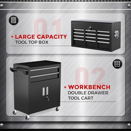INTERGREAT 8-Drawers Rolling Tool Chest, Assembled Tool Chest with Wheels, De...