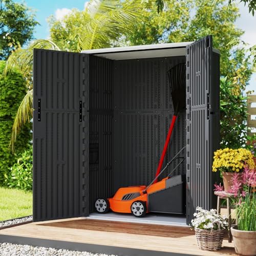 ZZM 57 Cu.ft Outdoor Storage Shed with Floor HDPE Double-Wall Resin Sheds Out...