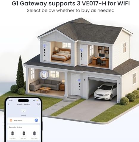 Veise VE017-H 8-in-1 Fingerprint Smart Front Door Lock Set, Matte Black
