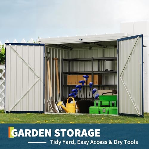 Outdoor Trash Can Storage Box with Lock Latch & Sloped Roof, Outdoor Stor...
