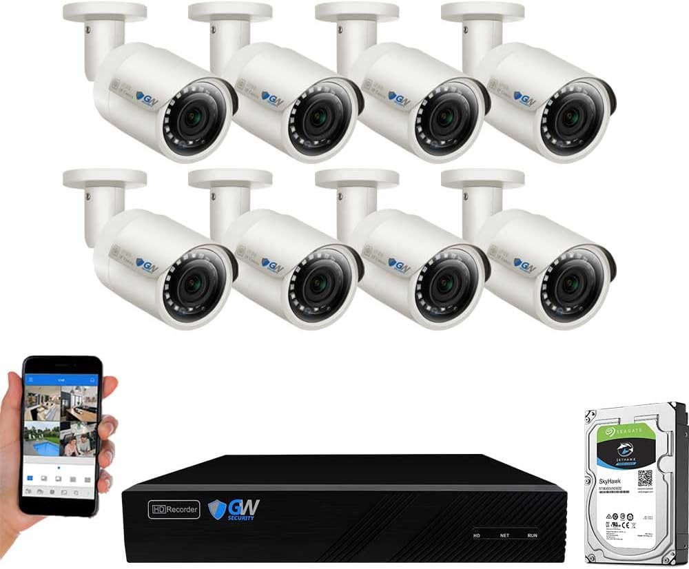 GW Security 8 Channel 4K NVR 5MP 30FPS Audio & Video Security Camera System