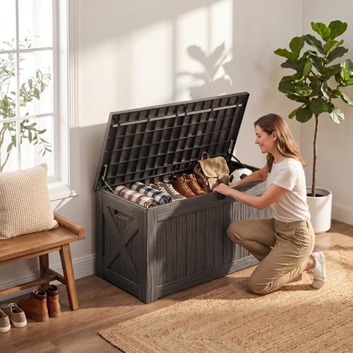 Flamaker Internal 120 Gallon Deck Box Waterproof, Large Outdoor Storage Box