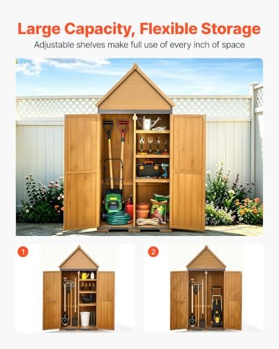 VEVOR Outdoor Storage Shed, 30" x 66.93" Wood & Metal Garden To...