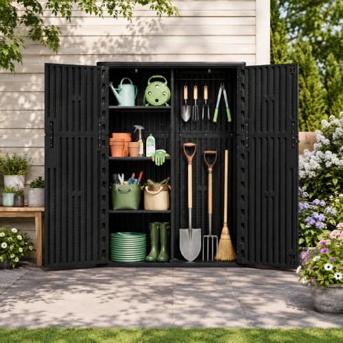ADDOK 57 Cu.Ft Outdoor Storage Shed,Resin Storage Cabinet with Floor