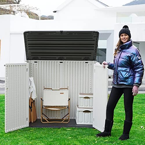 Mrosaa Large Horizontal Storage Sheds,38 cu.ft. Outdoor Storage Box for Garde...