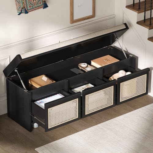 SOFTSEA 48" Shoe Storage Bench with Cushion, 2-Tier Entryway Bench with ...