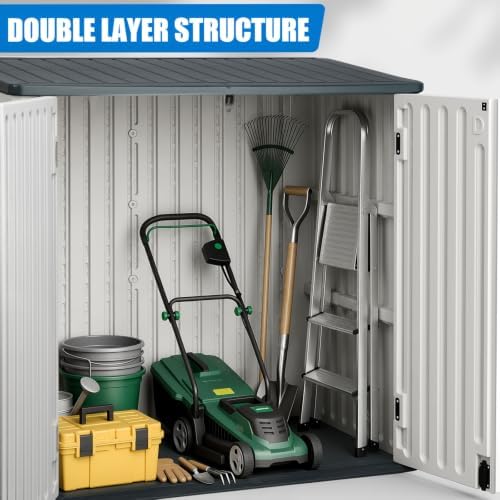 EHHLY Horizontal Resin Storage Shed, 35 Cuft Garden Tool Sheds & Outdoor ...