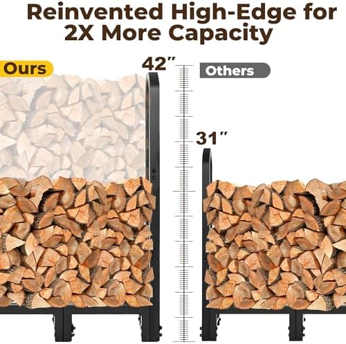 Amagabeli 5ft Firewood Log Rack Outdoor Heavy Duty Logs Holder for Fireplace ...