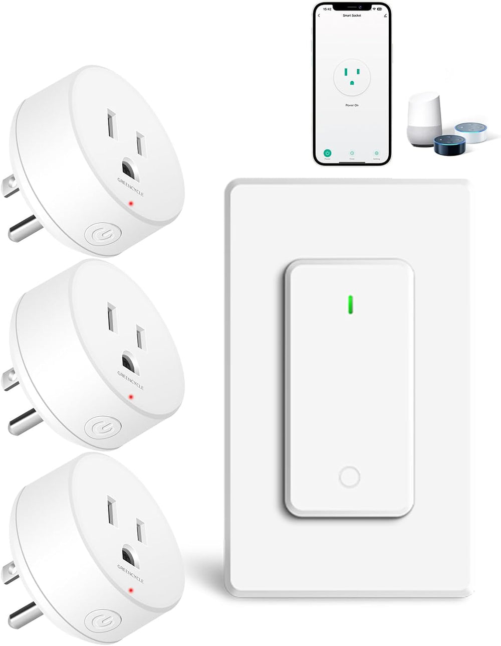 WiFi Smart Outlet Plug with Remote, Compatible with Alexa and Google Home via