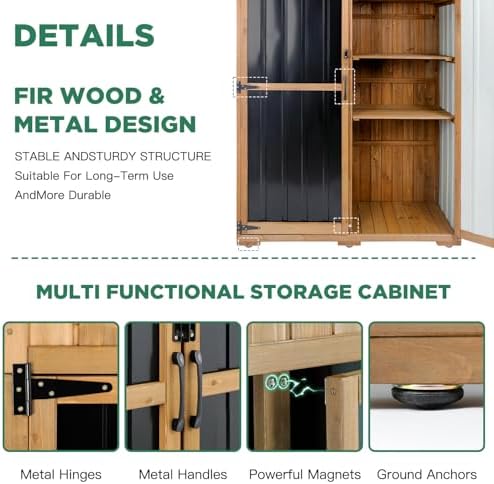 Outdoor Storage Cabinet Waterproof with Shelves, Outdoor Storage Shed Garage ...