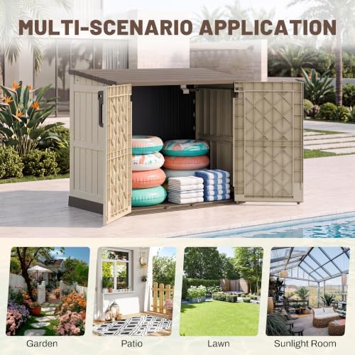 Horizontal Outdoor Storage Cabinet Box 36 Cu Ft with Lockable Doors, Outdoor ...
