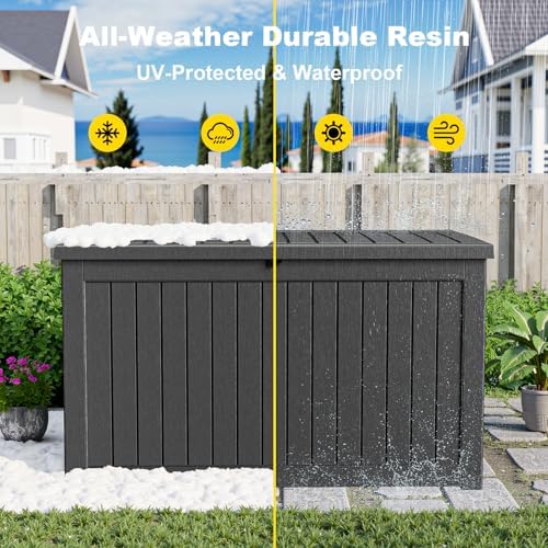 280Gal Outdoor Storage Box Waterproof Lockable Deck Box