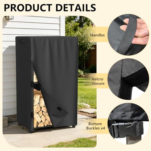 AKEfit 2ft Firewood Racks Cover,Heavy Duty Waterproof Outdoor Logs Holder Sta...