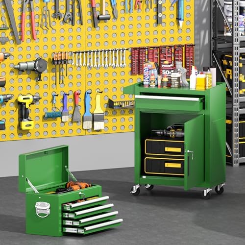 Greenvelly Tool Chest, 5-Drawer Rolling Tool Chest with Hooks and Lockable Wh...