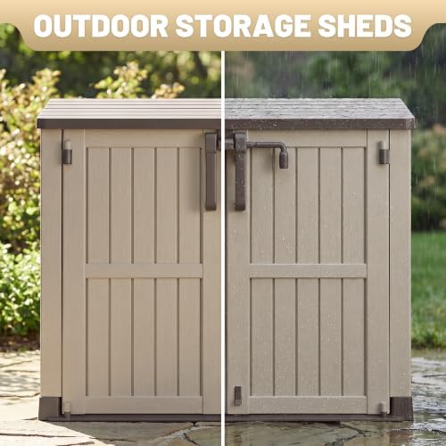 Horizontal Outdoor Storage Cabinet Box 36 Cu Ft with Lockable Doors, Outdoor ...